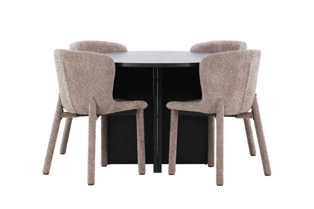 Venture Home Strada Table - Black with 4 Astoria Chair - Brown