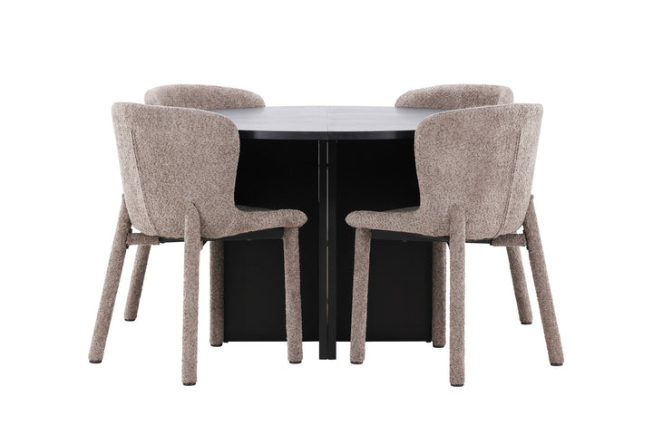 Venture Home Strada Table - Black with 4 Astoria Chair - Brown