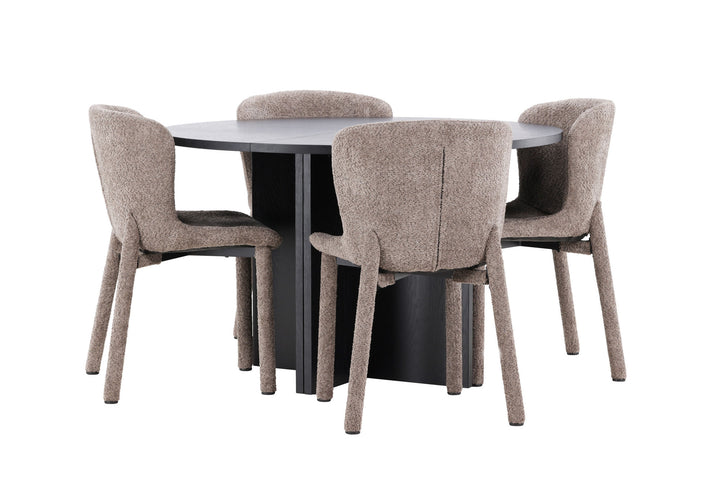 Venture Home Strada Table - Black with 4 Astoria Chair - Brown