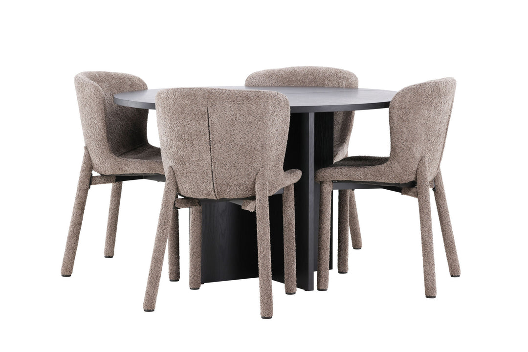 Venture Home Strada Table - Black with 4 Astoria Chair - Brown