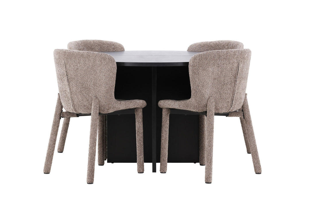 Venture Home Strada Table - Black with 4 Astoria Chair - Brown