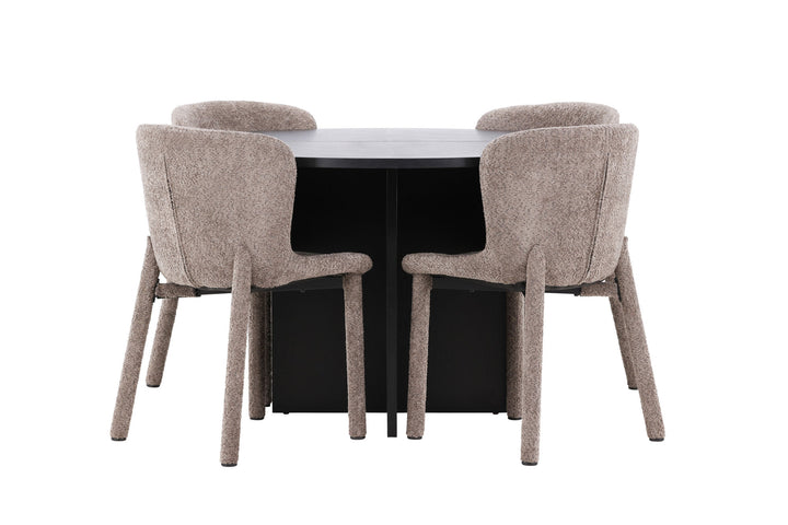 Venture Home Strada Table - Black with 4 Astoria Chair - Brown