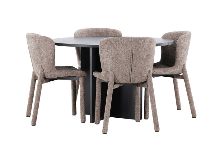 Venture Home Strada Table - Black with 4 Astoria Chair - Brown