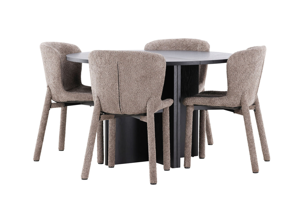 Venture Home Strada Table - Black with 4 Astoria Chair - Brown