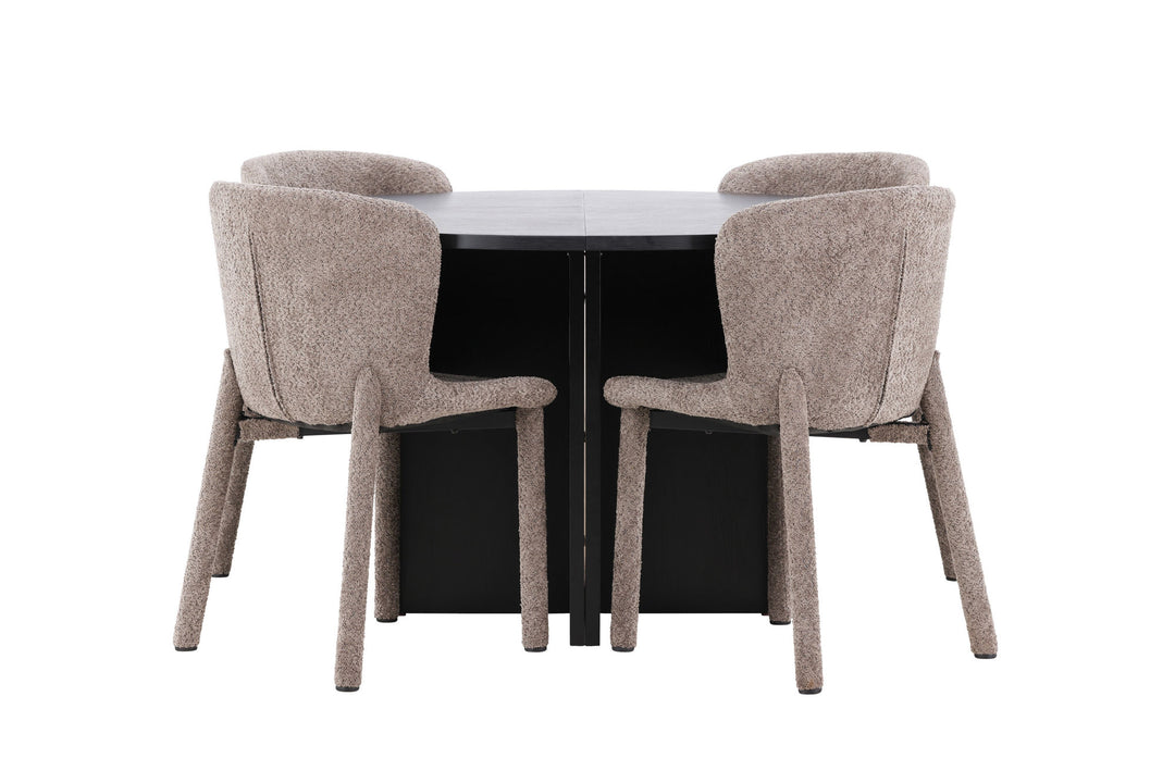 Venture Home Strada Table - Black with 4 Astoria Chair - Brown