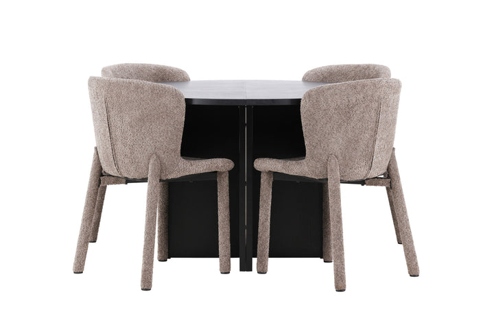 Venture Home Strada Table - Black with 4 Astoria Chair - Brown