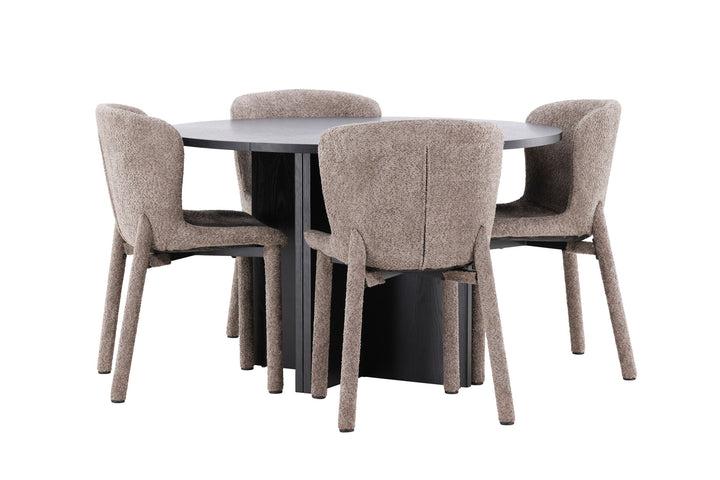 Venture Home Strada Table - Black with 4 Astoria Chair - Brown
