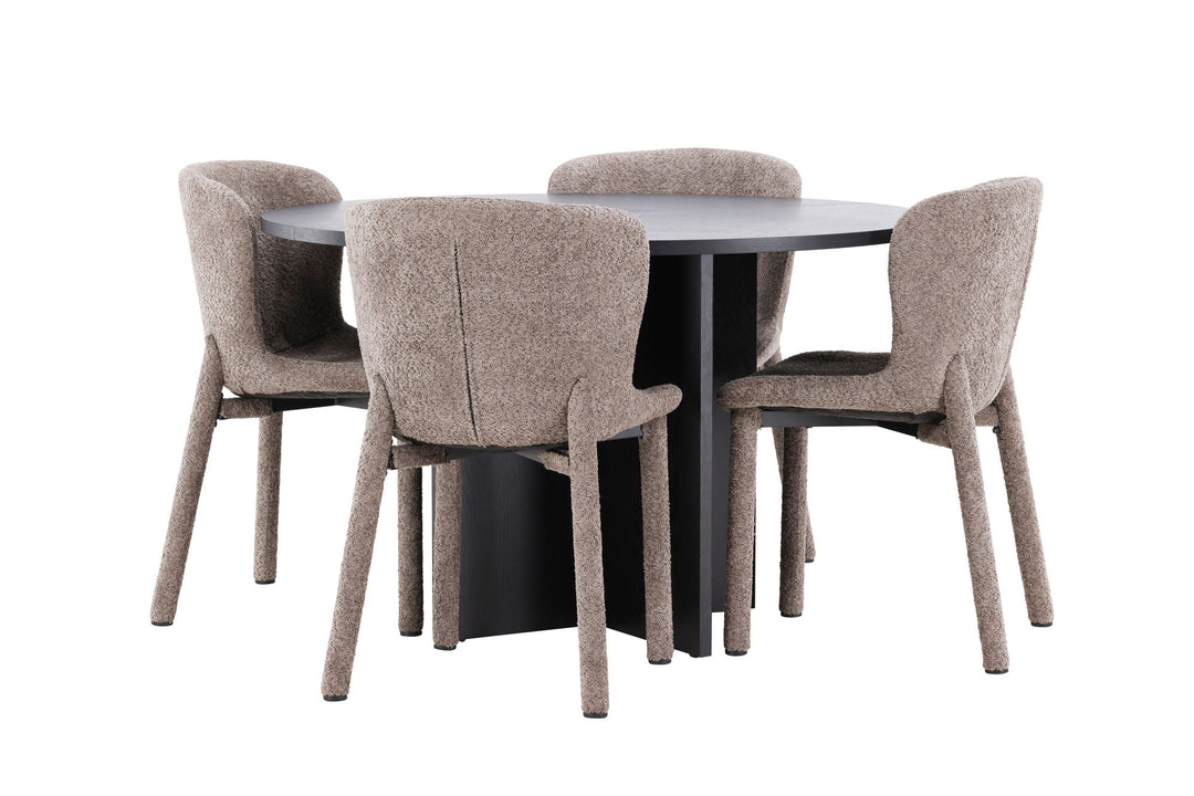 Venture Home Strada Table - Black with 4 Astoria Chair - Brown