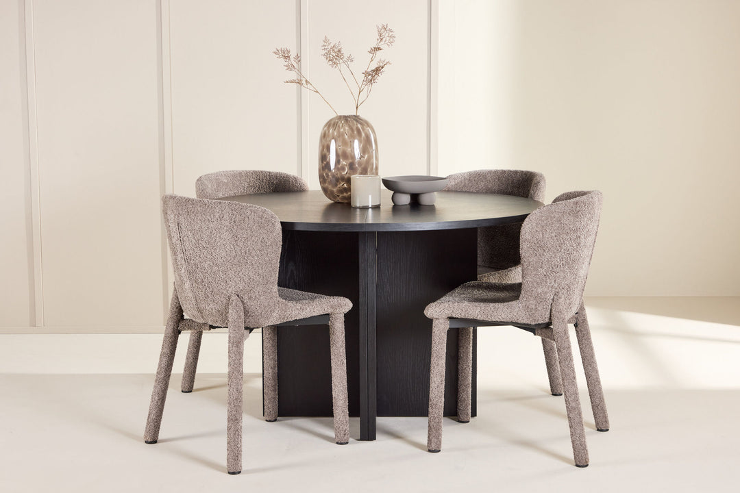 Venture Home Strada Table - Black with 4 Astoria Chair - Brown