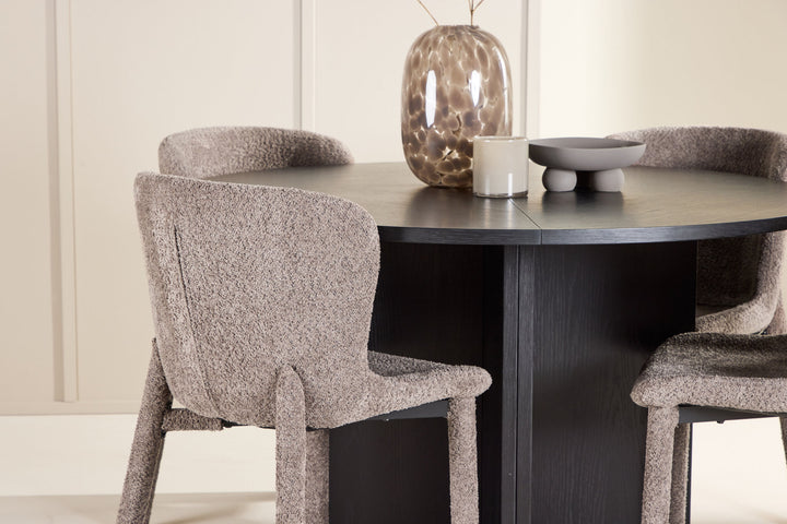 Venture Home Strada Table - Black with 4 Astoria Chair - Brown