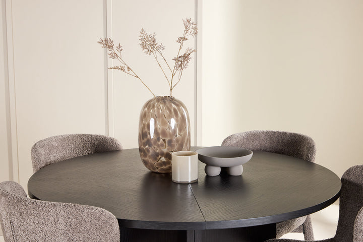 Venture Home Strada Table - Black with 4 Astoria Chair - Brown