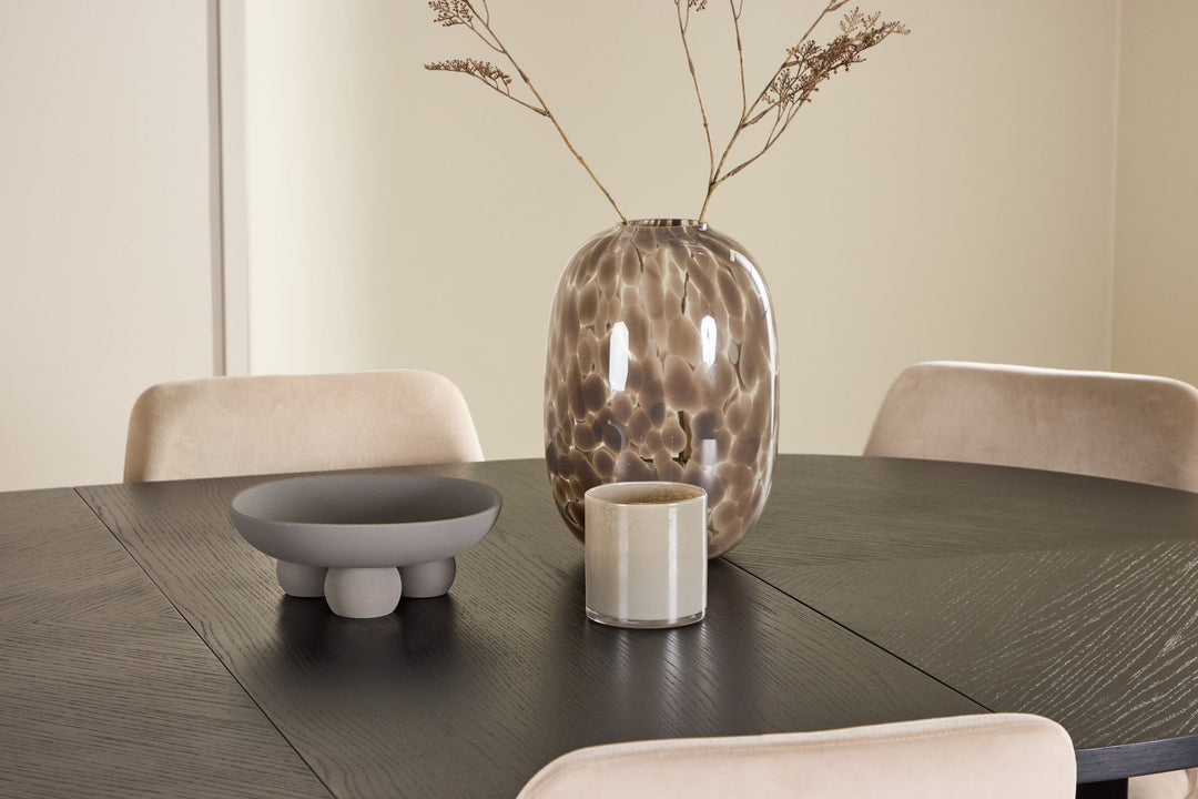 Venture Home Strada Table - Black with 6 Night Chair - Black / Beige