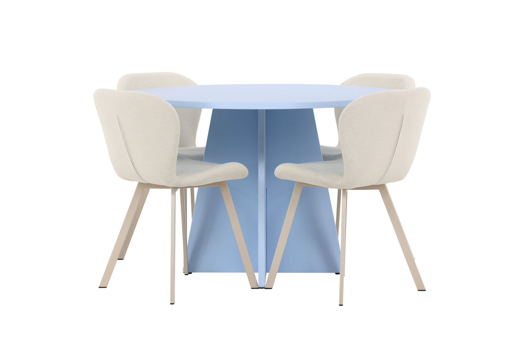 Venture Home Bootcut Table - Baby Blue with 4 Lilja Chair - Beige