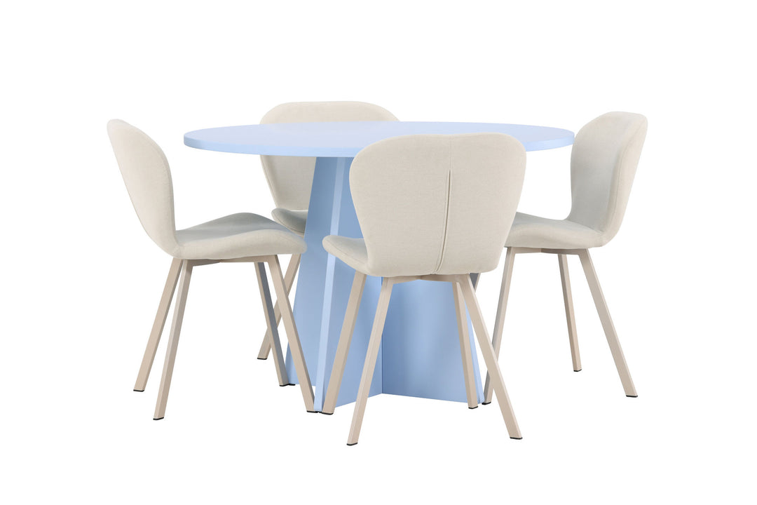 Venture Home Bootcut Table - Baby Blue with 4 Lilja Chair - Beige