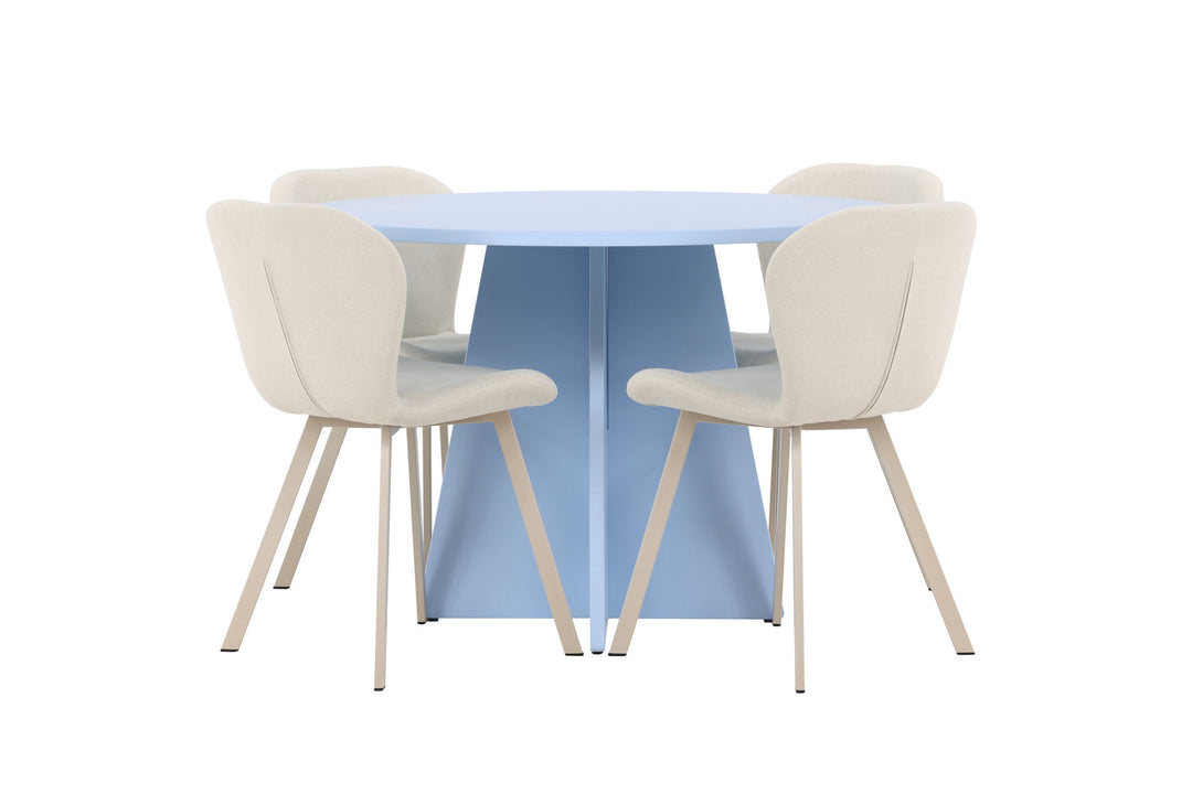 Venture Home Bootcut Table - Baby Blue with 4 Lilja Chair - Beige
