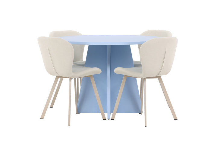 Venture Home Bootcut Table - Baby Blue with 4 Lilja Chair - Beige