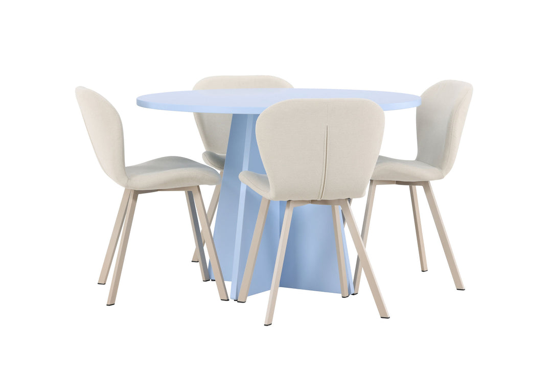 Venture Home Bootcut Table - Baby Blue with 4 Lilja Chair - Beige