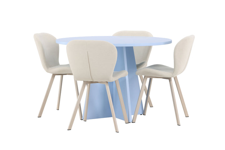 Venture Home Bootcut Table - Baby Blue with 4 Lilja Chair - Beige