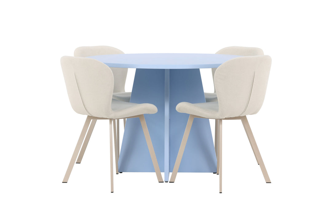 Venture Home Bootcut Table - Baby Blue with 4 Lilja Chair - Beige