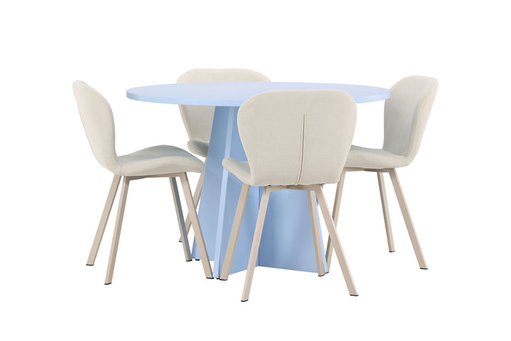 Venture Home Bootcut Table - Baby Blue with 4 Lilja Chair - Beige
