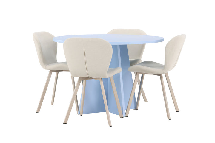 Venture Home Bootcut Table - Baby Blue with 4 Lilja Chair - Beige