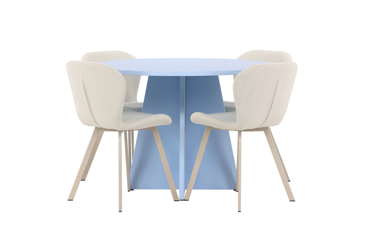 Venture Home Bootcut Table - Baby Blue with 4 Lilja Chair - Beige
