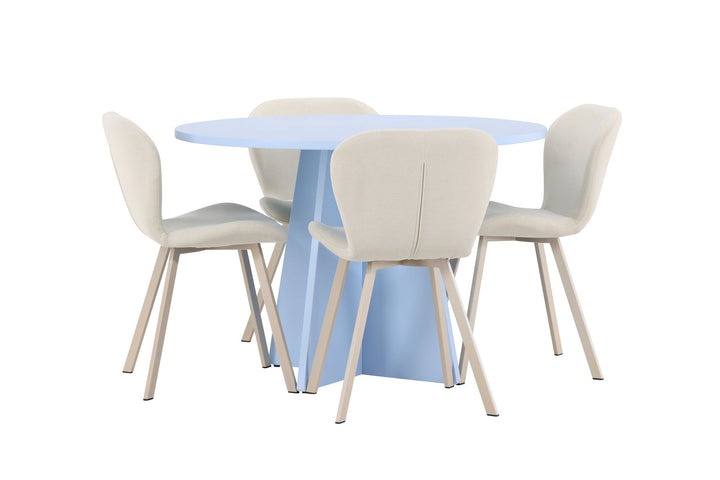Venture Home Bootcut Table - Baby Blue with 4 Lilja Chair - Beige