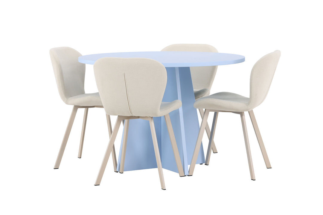 Venture Home Bootcut Table - Baby Blue with 4 Lilja Chair - Beige