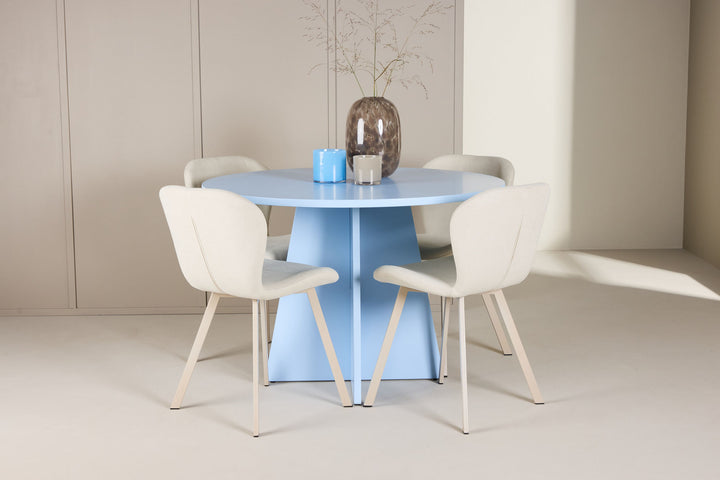 Venture Home Bootcut Table - Baby Blue with 4 Lilja Chair - Beige
