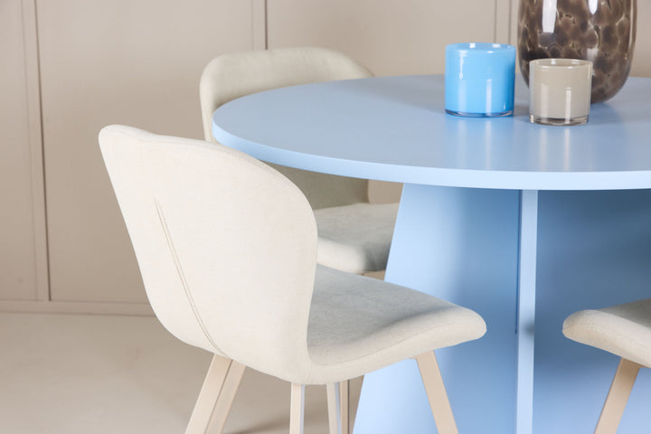 Venture Home Bootcut Table - Baby Blue with 4 Lilja Chair - Beige