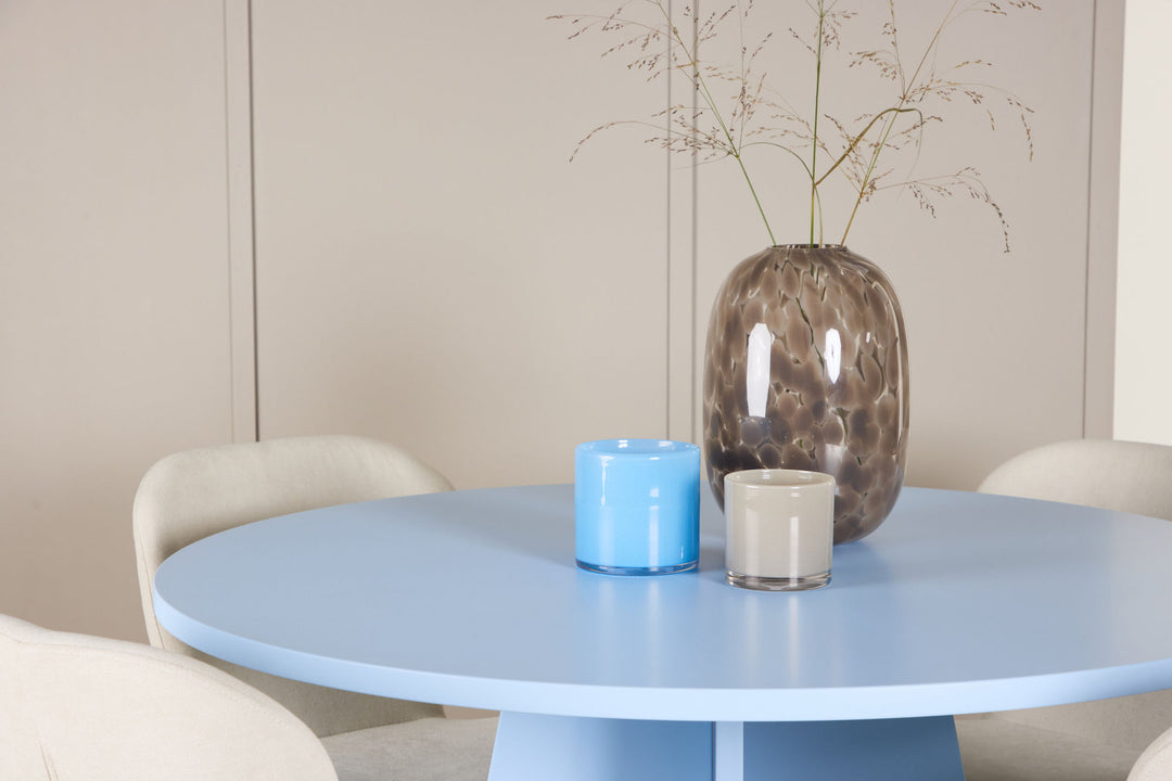 Venture Home Bootcut Table - Baby Blue with 4 Lilja Chair - Beige