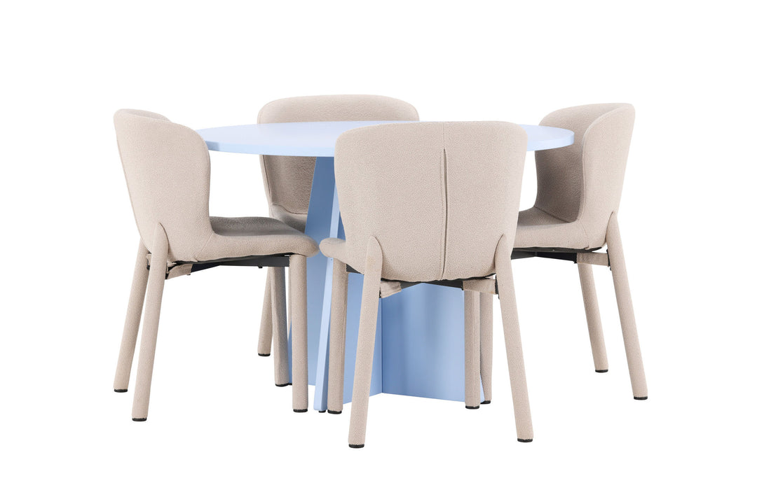 Venture Home Bootcut Table - Baby Blue with 4 Astoria Chair - Beige