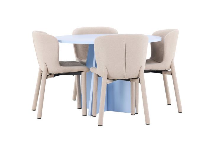 Venture Home Bootcut Table - Baby Blue with 4 Astoria Chair - Beige