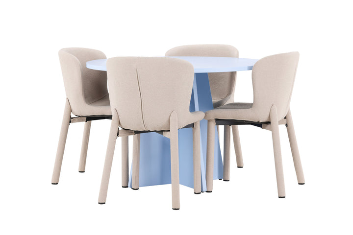 Venture Home Bootcut Table - Baby Blue with 4 Astoria Chair - Beige