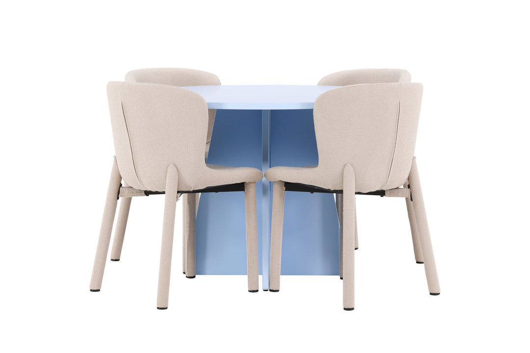Venture Home Bootcut Table - Baby Blue with 4 Astoria Chair - Beige
