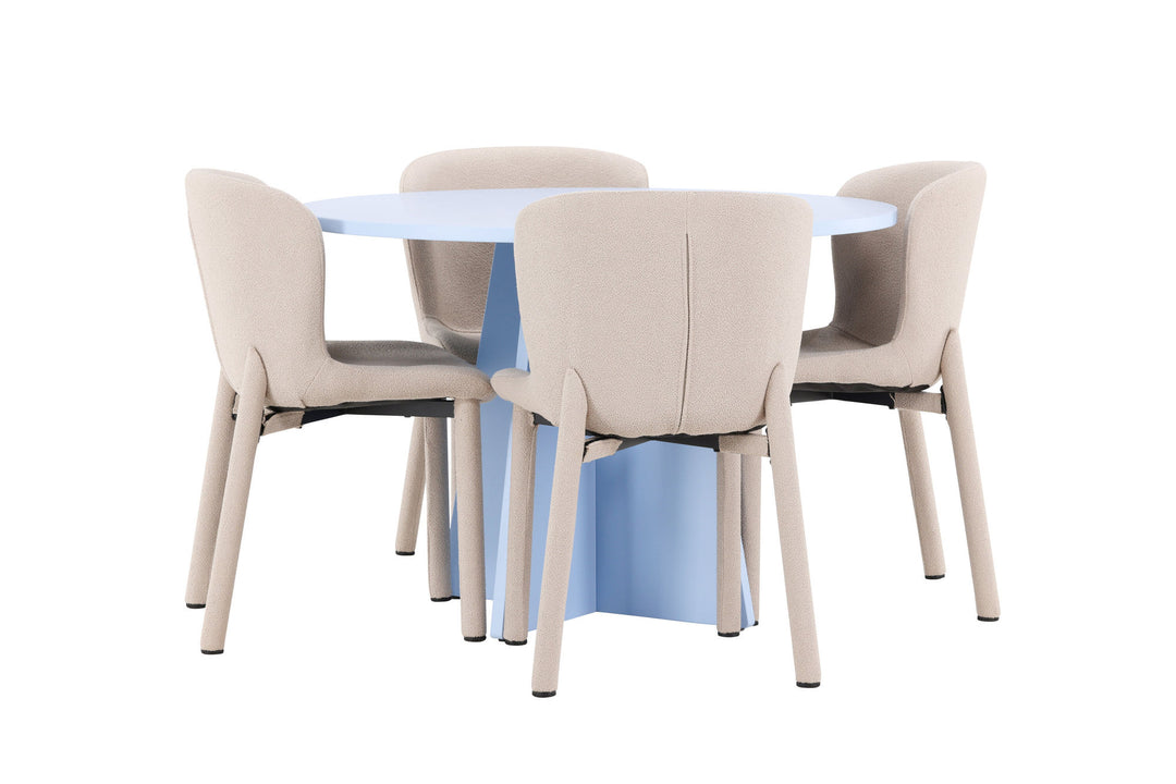 Venture Home Bootcut Table - Baby Blue with 4 Astoria Chair - Beige