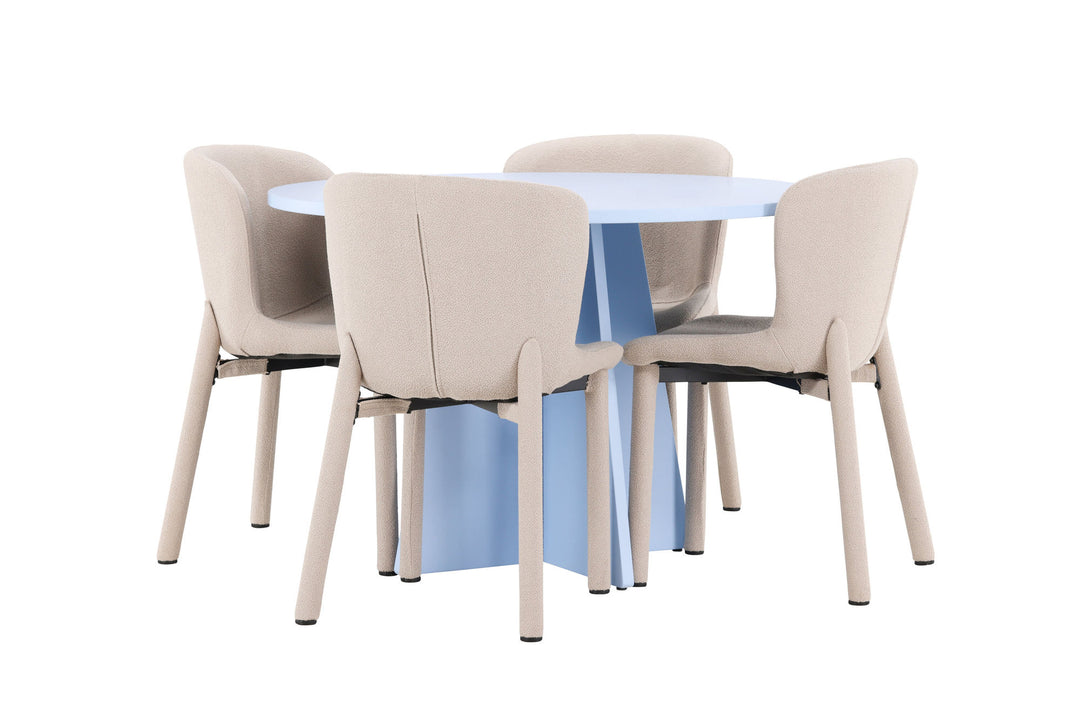 Venture Home Bootcut Table - Baby Blue with 4 Astoria Chair - Beige