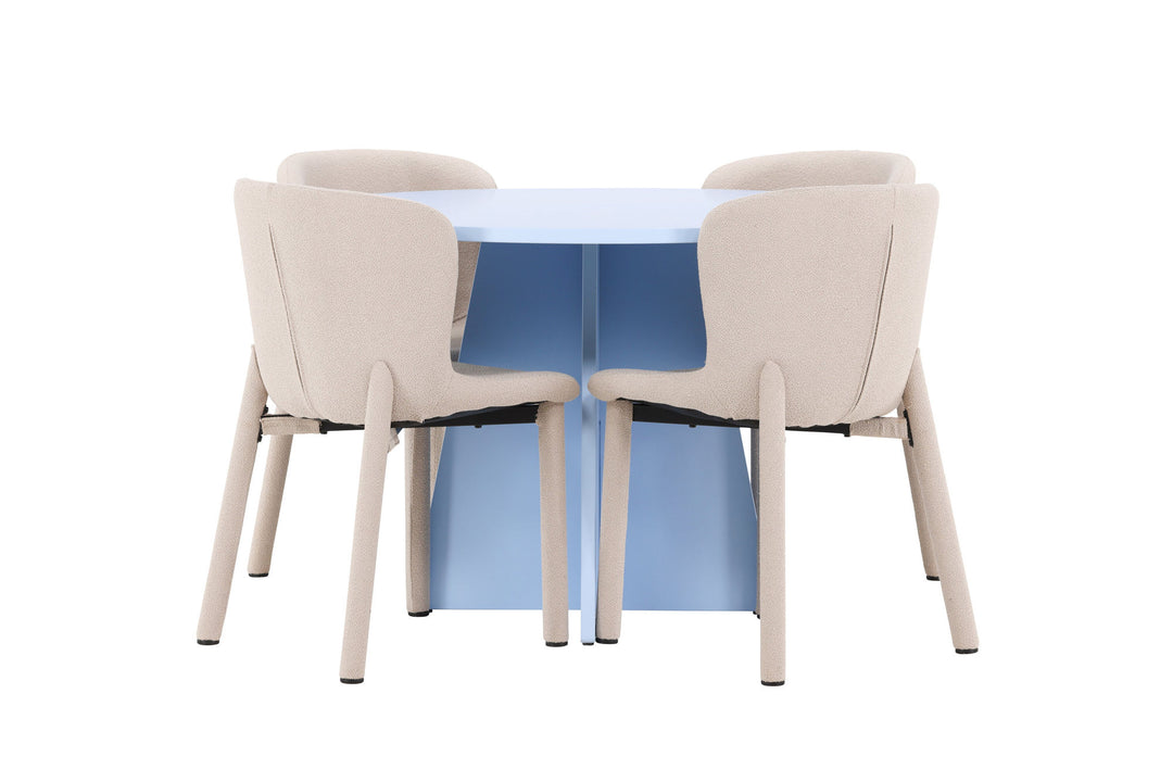 Venture Home Bootcut Table - Baby Blue with 4 Astoria Chair - Beige