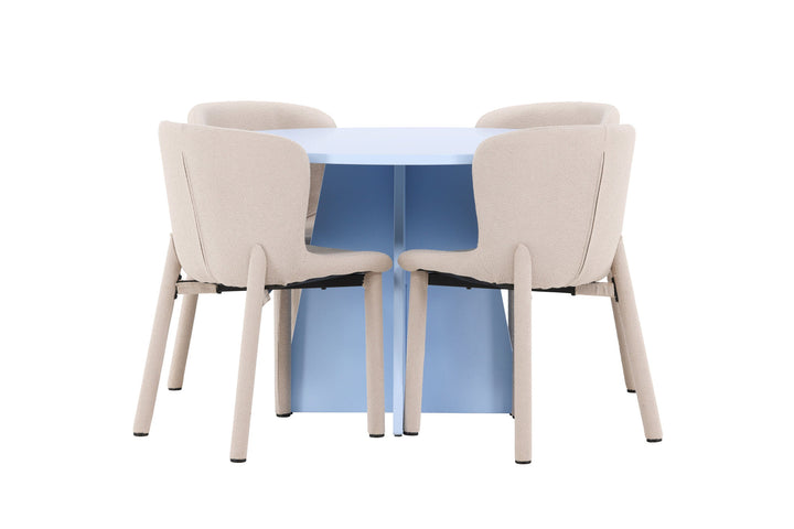 Venture Home Bootcut Table - Baby Blue with 4 Astoria Chair - Beige