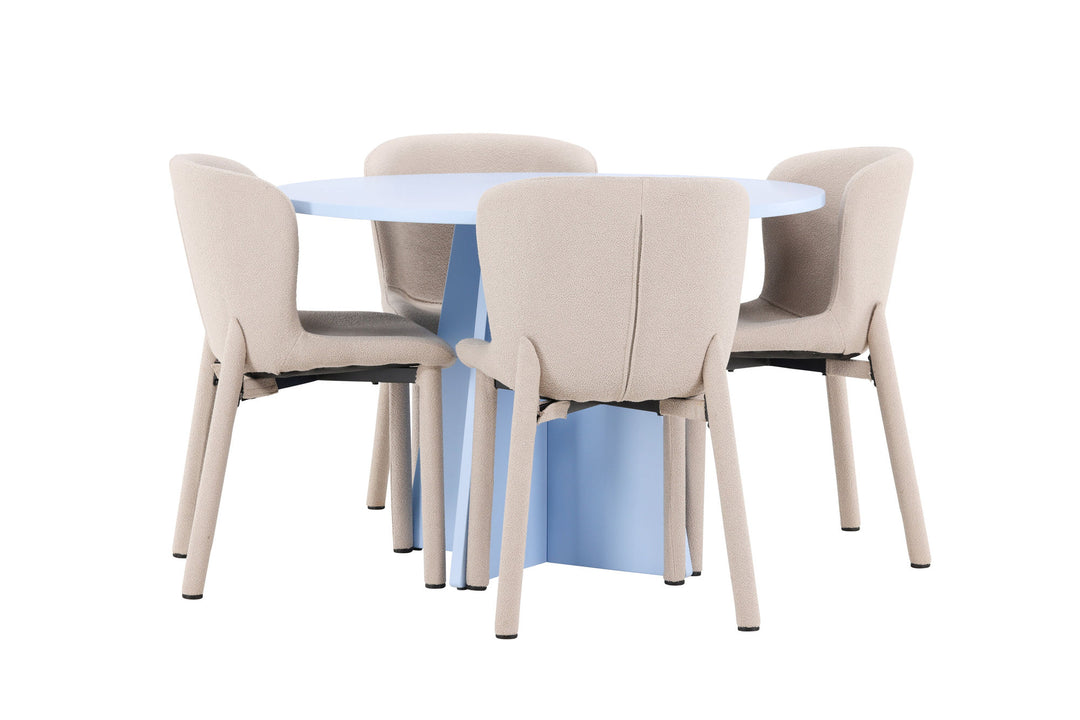 Venture Home Bootcut Table - Baby Blue with 4 Astoria Chair - Beige