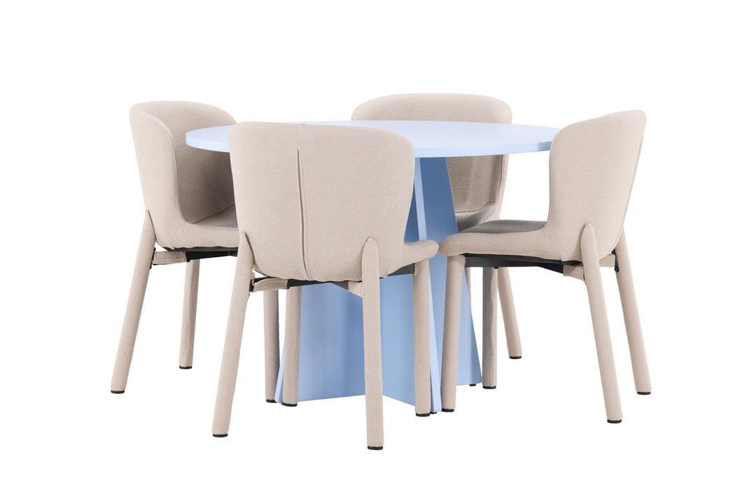 Venture Home Bootcut Table - Baby Blue with 4 Astoria Chair - Beige