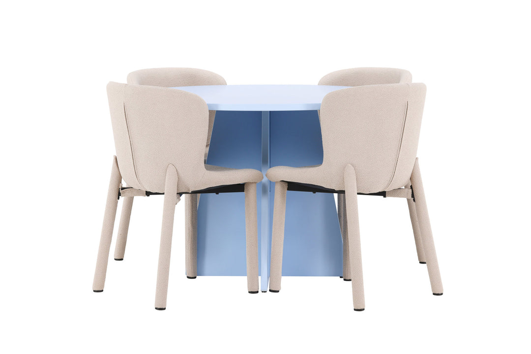 Venture Home Bootcut Table - Baby Blue with 4 Astoria Chair - Beige