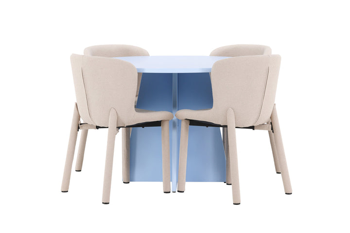 Venture Home Bootcut Table - Baby Blue with 4 Astoria Chair - Beige