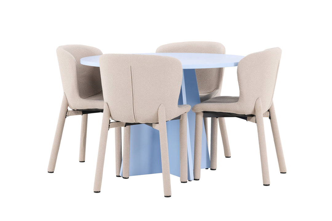 Venture Home Bootcut Table - Baby Blue with 4 Astoria Chair - Beige