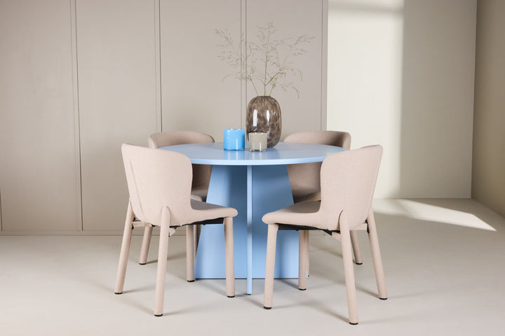 Venture Home Bootcut Table - Baby Blue with 4 Astoria Chair - Beige