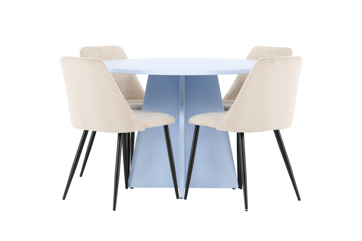 Venture Home Bootcut Table - Baby Blue with 4 Night Chair - Black / Beige