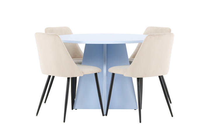 Venture Home Bootcut Table - Baby Blue with 4 Night Chair - Black / Beige