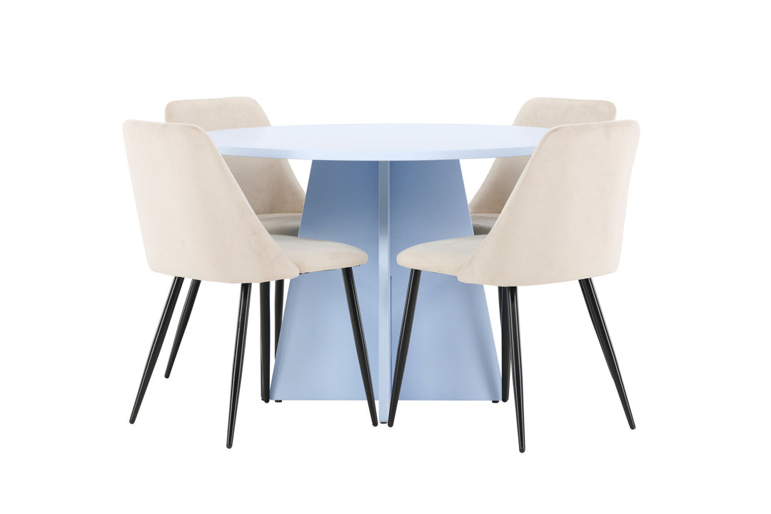Venture Home Bootcut Table - Baby Blue with 4 Night Chair - Black / Beige