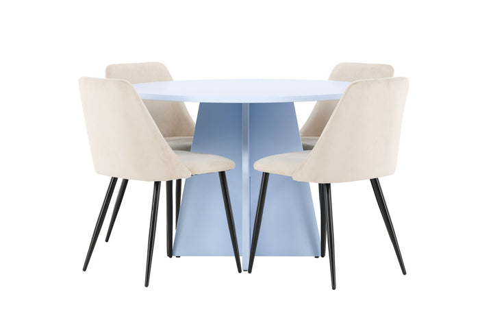Venture Home Bootcut Table - Baby Blue with 4 Night Chair - Black / Beige