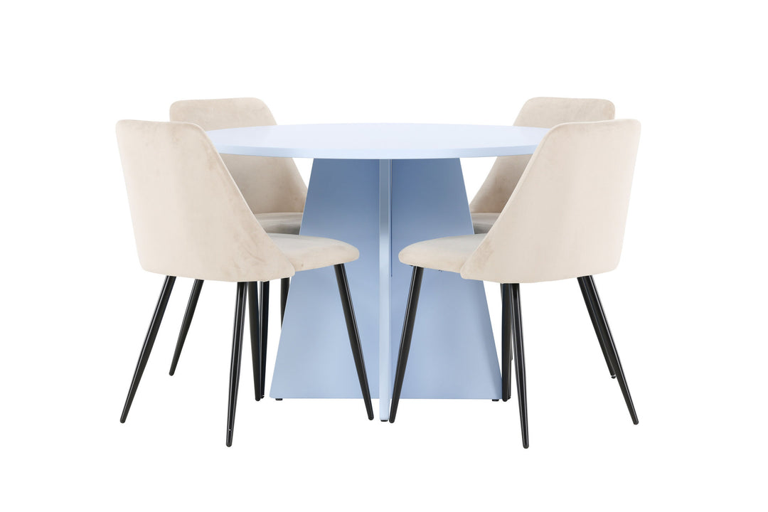 Venture Home Bootcut Table - Baby Blue with 4 Night Chair - Black / Beige